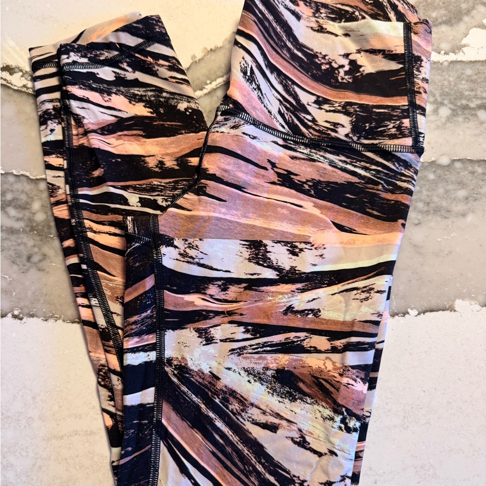 lululemon athletica Abstract Pink & Black Athletic Leggings